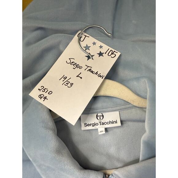 Sergio Tacchini Veneto Velour Dress Women's Large Blue Short Sleeve Zip Front - Picture 3 of 5